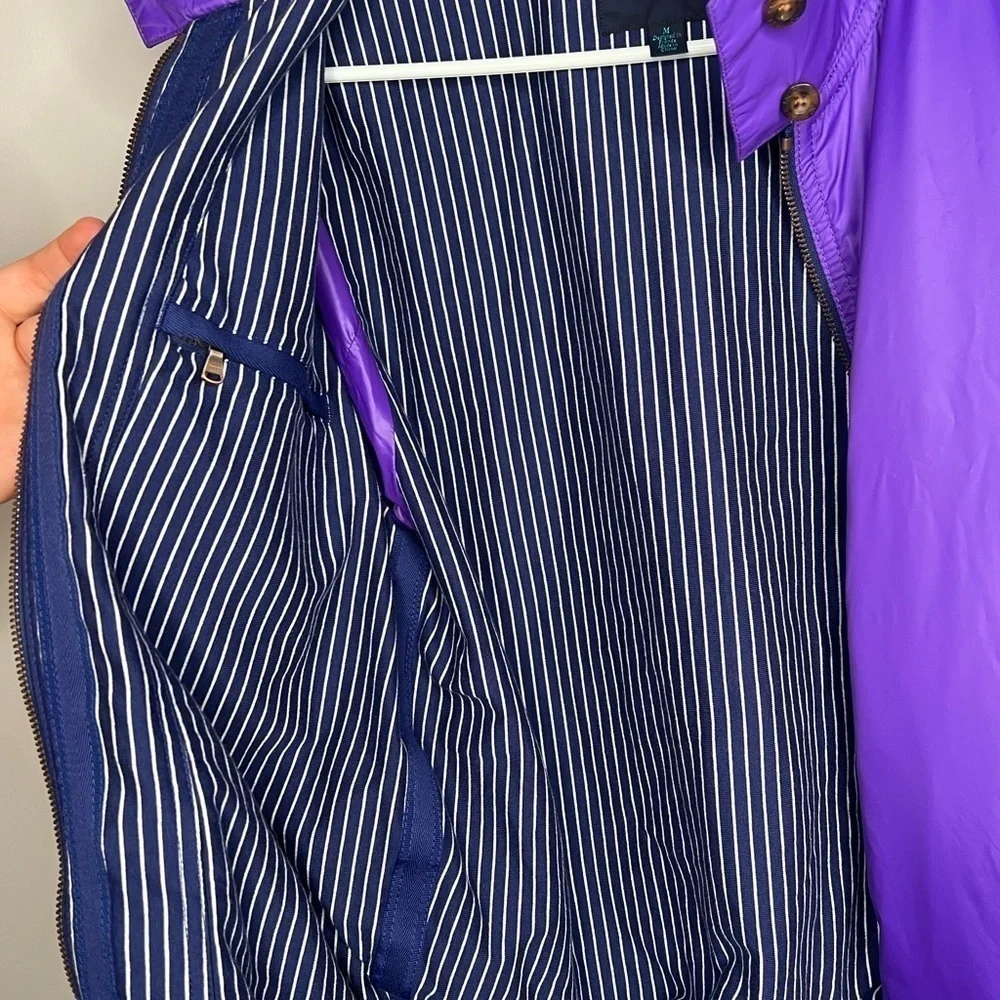 FACONNABLE Women's Size Medium Purple Jacket Lined Pattern Zip Up Button - Picture 11 of 14